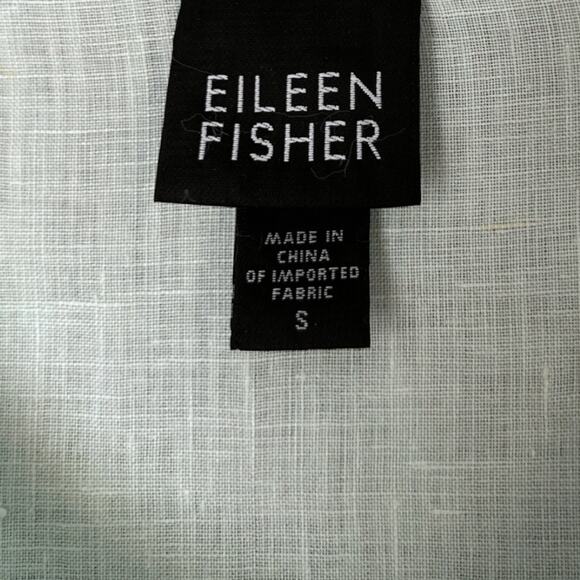 Eileen Fisher 100% Irish Linen Mandarin Collar Shirt Women's Small Mint Green - Picture 2 of 5
